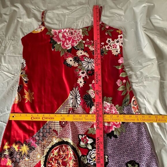 Natori Private Luxuries Red Floral Print Silky Slip Dress Size Large - Picture 7 of 12